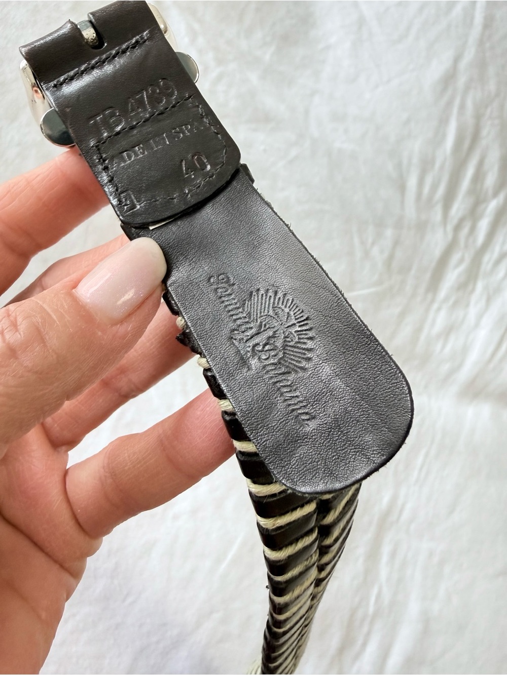 Tommy Bahama | Men’s 40 | Black Woven Braided Leather Spain Silver Tone Buckle - Picture 4 of 7
